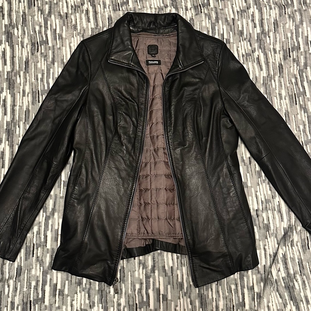 Vintage / Wilsons Leather Black Jacket with Thinsulate Lining